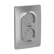 Розетка 2-м СП BLANCA 16А 250В защ. шторки без заземл. алюм. SchE BLNRS000123 , 1210332