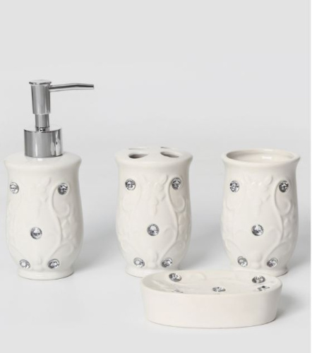 870321 Аксессуары для ванной Доляна «Изящный барельеф», 4 предмета,