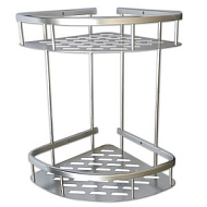 Полка для ванной Санакс, хром, угловая, 2 яруса, литое дно 75069