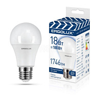 1854295 Лампа светодиодная LED-A60-18W-E27-6K замена ЛОН 18Вт Е27 6500К 172-265В ПРОМО Ergolux 15559