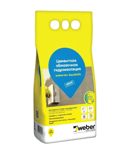 Гидроизоляция цементная Weber tec AquaSafe 5 кг /3/