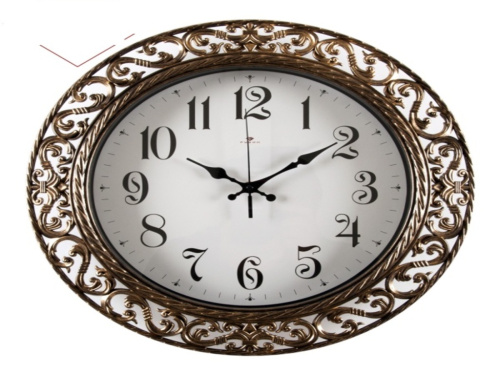 Часы настенные круг с узором корпус бронза "Классика" "Рубин"d=39,5см