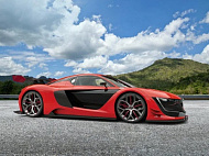 Фотообои Flizelini Красная машина горы 3,6*2,7 м