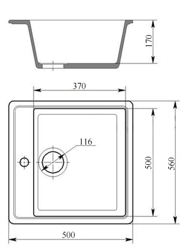 AG4C3 Мойка AGATA, серый, кварцевая, квадратная, глянцевая 545*485*170 мм