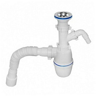 Сифон ОРИО А-40059 для мойки  , с вып.1 1/2"х40мм с отв. для стир/маши гофротр. 40х40/50