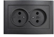 1991092 Розетка 2-м Universal СП Бриллиант 16А IP20 с заземл. в сборе графит 7947533-Gr