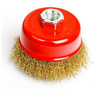 39272 Корщетка-чашка, гайка М14, стальная латунированная волнистая проволока 125 мм