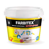 Краска акриловая FARBITEX интерьерная, белая, 6 кг