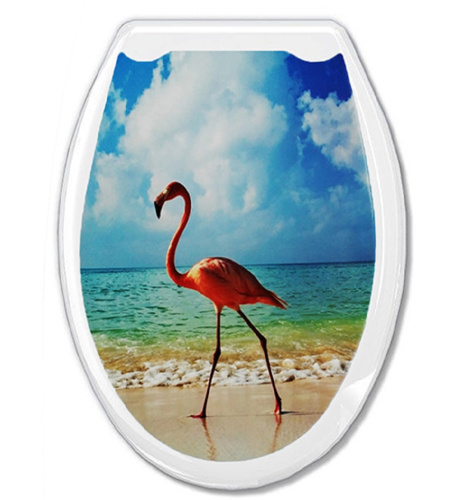 Сиденье для унитаза Океан Фламинго, жесткое, с рисунком