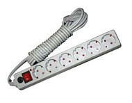 283044 Удлинитель с сетевым фильтром 6х3м с заземл. 10А IP20 защ. шторки C ПВС 3х0.75 сер. UNIVersal