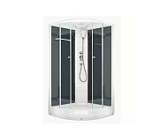 Душ. кабина Delight Slim 99 низкий поддон, прозр. стекло, задн.черная стекл. панель,Б/Э,900*900*2180