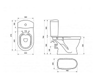 SANTEK. Унитаз-компакт "Алькор" безободковый, rimless, горизонтальный выпуск, 2-реж. арматура