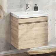 Тумба-умывальник Comforty Тромсе 60, с раковиной Fest 60 F01, дуб сонома, 600*630*400 мм