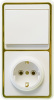 Блок комбинированный БКВР-031, выключатель (1 клавиша)+розетка с заземлением, ободок под золото
