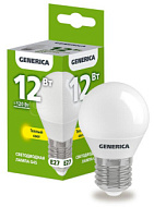 1647633 Лампа светодиодная G45 12Вт шар 3000К E27 230В GENERICA LL-G45-12-230-30-E27-G