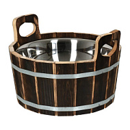 Ушат "шайка", 10 л, с нержавеющей вставкой, обожжённая липа