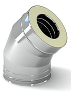 Колено утепленное Феррум d=115/200мм, угол 135°, нержавеющая (430/0,5мм)/оцинкованное, по воде