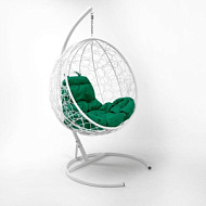 Подвесное кресло КОКОН «Капля» зелёная подушка, стойка