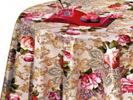 Клеенка DEKORAMA розы розовые на бежевом 1.4*20м