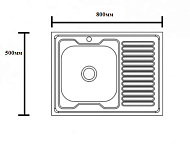 V-202 Мойка кухонная VLadiks, правая/левая, прямоугольная, накладная,нерж. матовая 0,4 мм без сифона