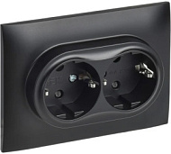 Розетка 2-м SKANDY 16А с заземл. защ. штроки в сборе SK-R07Bl черн. IEK