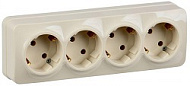 Розетка 4-м ОП IEK GLORY РС24-3-ХК 16А с заземл. крем. ERH41-K33-16