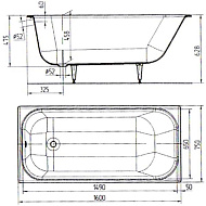Ванна чугунная Ностальжи Универсал 160х75х45,8см  (4 ножки в комплекте)