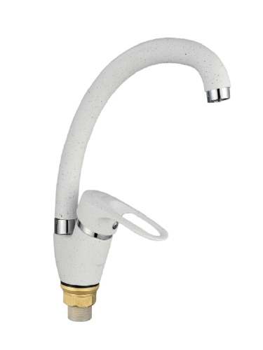 E3719-6 Смеситель для кухни Edeny, белый, хром, высокий излив