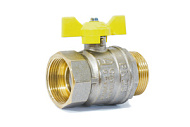 Кран шаровой газ DN 15 Ру40 ВР/НР бабочка  латунь 1/2