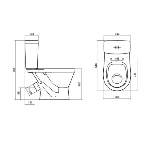 1WH501613 Унитаз-компакт Santek Уно, белый, 2 режима, полипропилен