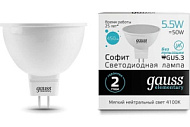 Лампа светодиодная Elementary 5.5Вт MR16 софит 4100К нейтр. бел. GU5.3 450лм GAUSS 13526