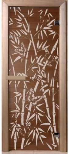 Дверное полотно Бамбук и бабочки 1900*700*6мм  коробка хвоя