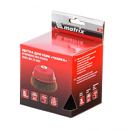 74605 Щетка для УШМ Matrix, 100 мм, М14, "чашка", латунированная витая проволока