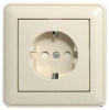 Розетка SchE Wessen "W59" 1-мест, скрытой проводки с заземлением со шторками слоновая кость