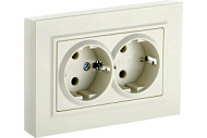 Розетка IEK 2-м СП BRITE РС12-3-БрКр 16А в сборе с заземл. без защ. шторок беж. BR-R21-16-K1