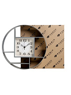 4551232 Часы настенные, интерьерные "Маганса", бесшумные, d-35 см, с полками, серые