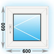 Окно ПВХ 600*600мм однокамерное поворотное