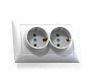 370810 Розетка 2-м СП Селена РС16-372 с заземл. бел. Кунцево 8116