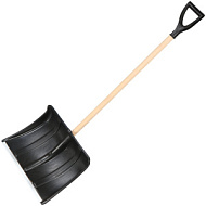 Лопата с алюминиевой планкой, деревянным черенком и V-ручкой "Снежок" 380х380 мм, чёрная