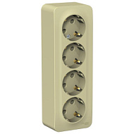 520080 Розетка 4-м ОП Blanca 16А IP20 250В с заземл. защ. шторки с изолир. пластиной беж.