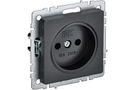 Розетка IEK BRITE РС10-1-0-БрЧ 10А без заземл. без защ. шторок черн. BR-R10-10-K02