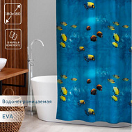 147579 Штора для ванны Доляна «Рыбки», 180×180 см, EVA