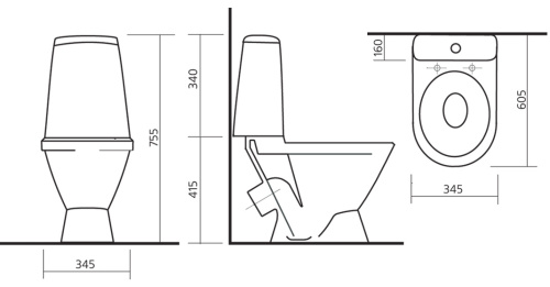 Унитаз-компакт Sanita Лада стандарт/эконом, белый, 1 режим, полипропилен