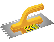 08012-10 Гладилка STAYER зубчатая, нержавеющая с пластиковой ручкой, 130х270 мм, 10х10 мм