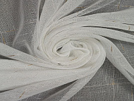 Тюль Лён 200*260 с утяжелителем белый с золотом ГП