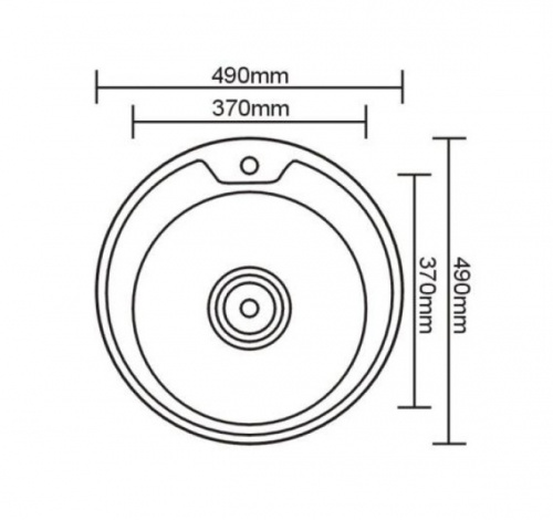 Мойка кухонная Vladiks, круглая, врезная, нерж, с сифоном, 490*490*160 мм