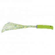 Грабли веерные 9-зубые Flower Green Palisad стальные, пластиковая рукоятка 75*385 мм