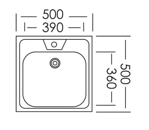 3890633 Мойка кухонная «Владикс», накладная, без сифона, 50×50 см, нержавеющая сталь 0.4 мм