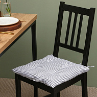 7810959 Сидушка на стул Этель "Клеточка" 40х40 см, цв. серый, 100% полиэстер