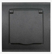 Розетка 1-м Universal СП Бриллиант 16А IP20 с заземл. с крышкой в сборе графит